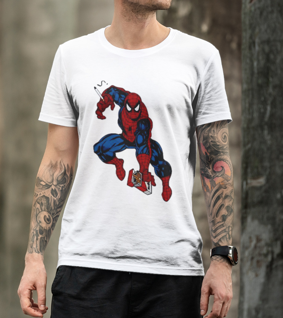 Spider-Man Smokerman Smoking Cigarette Comic T-Shirt