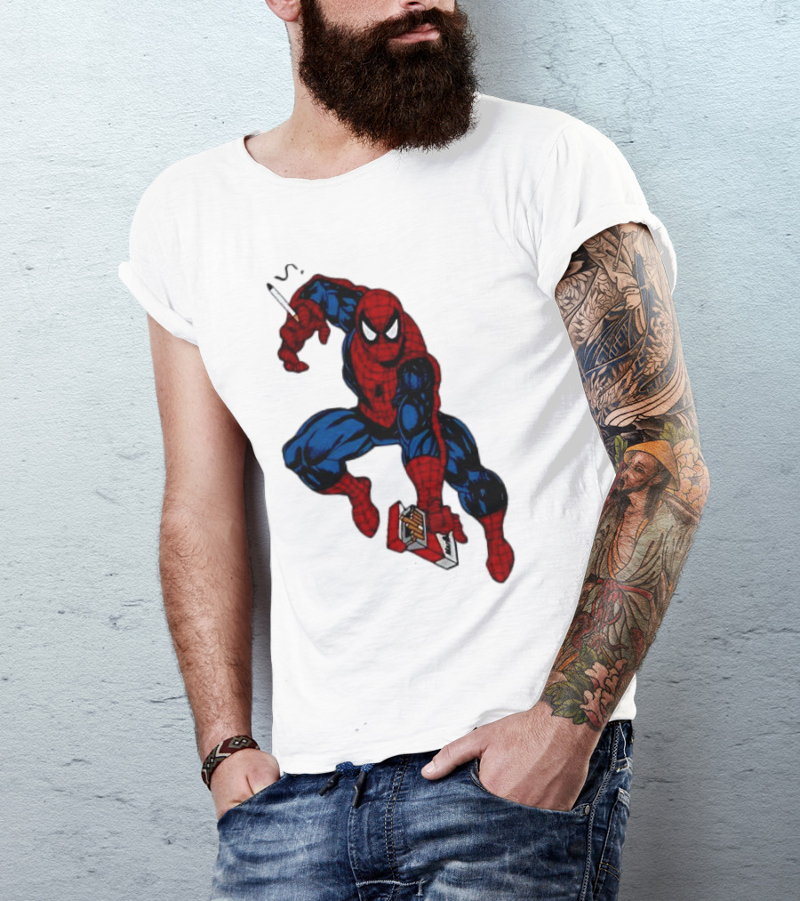 Spider-Man Smokerman Smoking Cigarette Comic T-Shirt