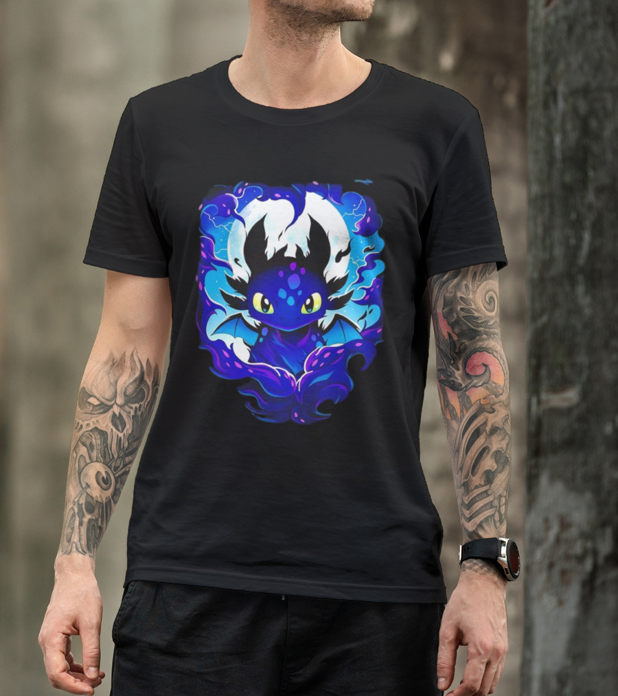 Toothless How To Train Your Dragon Darkness Cartoon Blue Flame T-Shirt