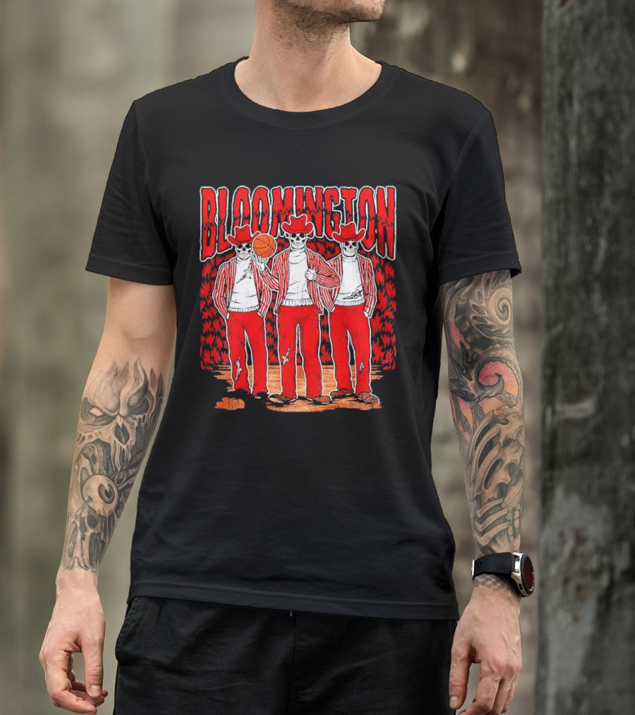 Bloomington Basketball Skeletons In Cowboy Hats T-Shirt
