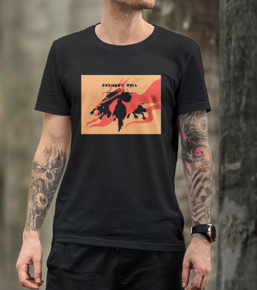 Resident Evil Silhouette Shadow Red Flames T-Shirt