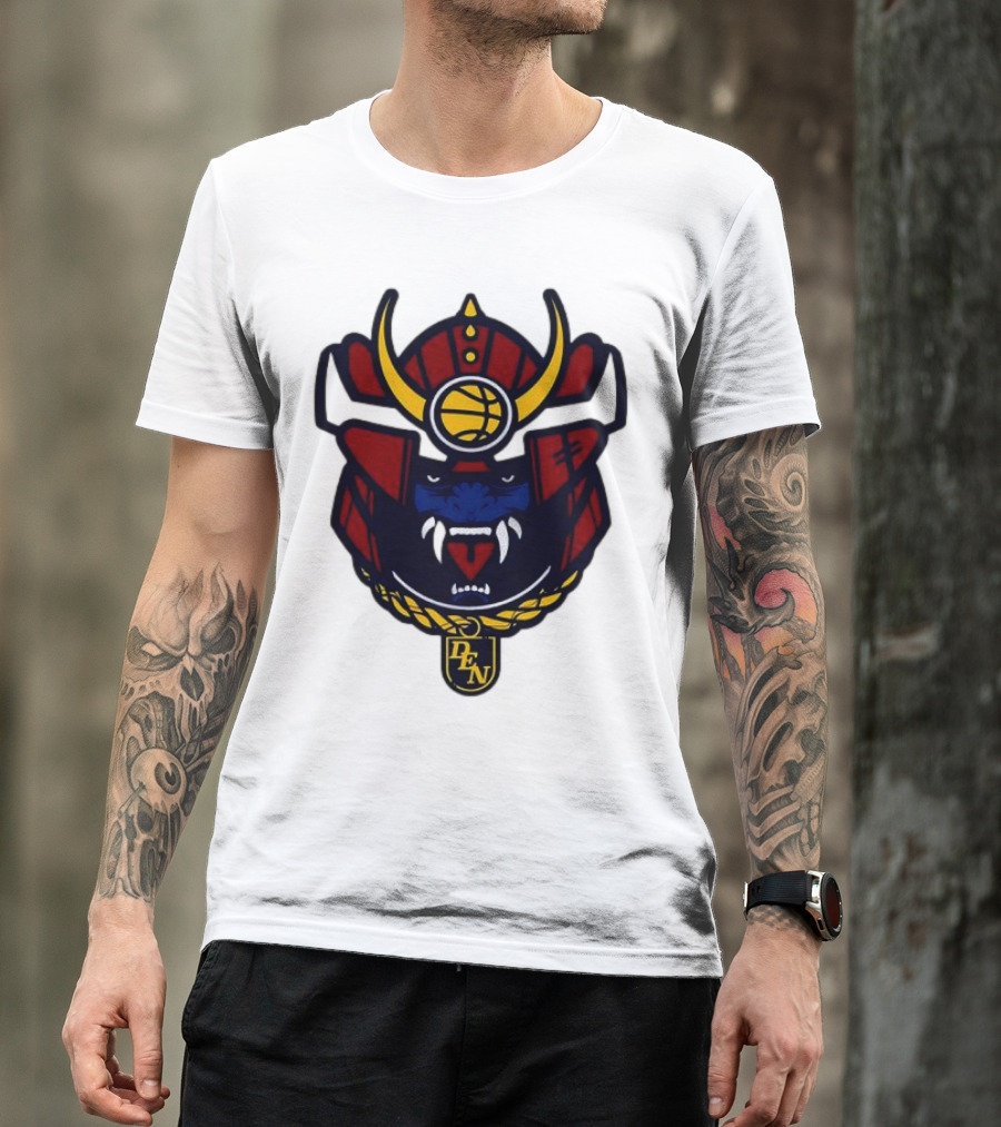 Denver Nuggets Samurai Helmet Emblem With DN Badge T-Shirt