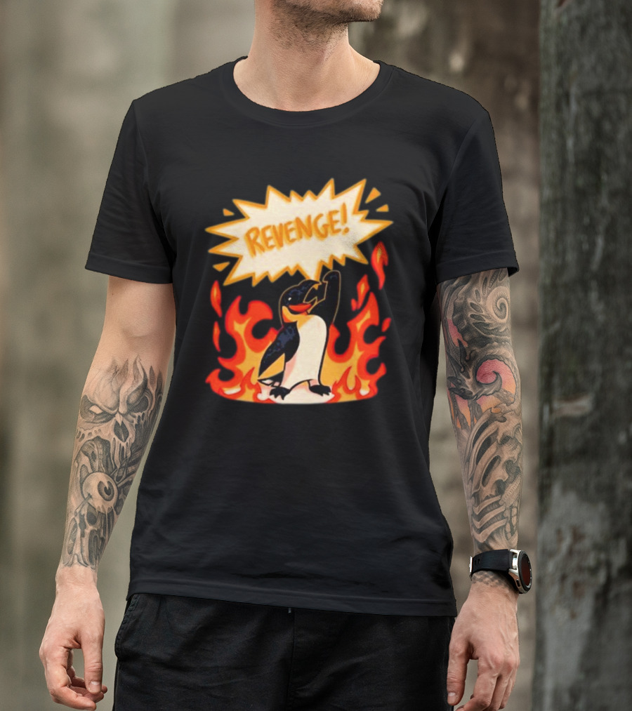 Hazbin Hotel Helluva Boss Revenge Penguin In Flames T-Shirt