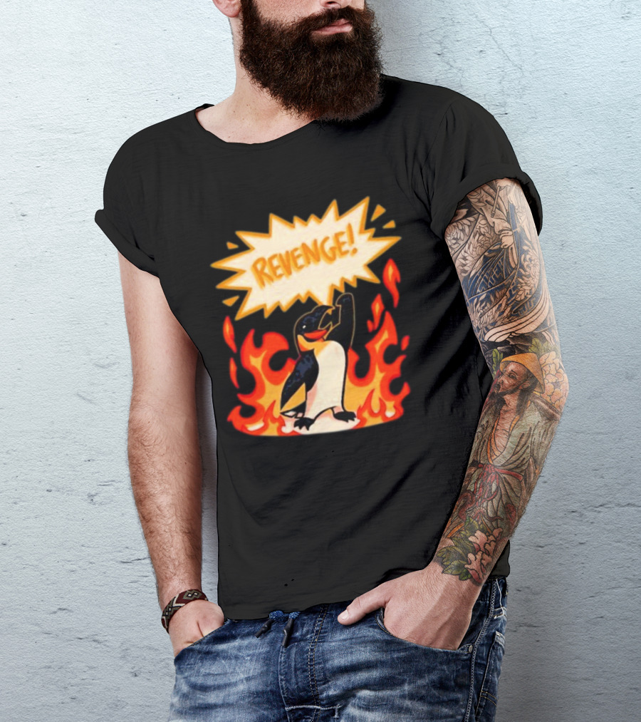 Hazbin Hotel Helluva Boss Revenge Penguin In Flames T-Shirt