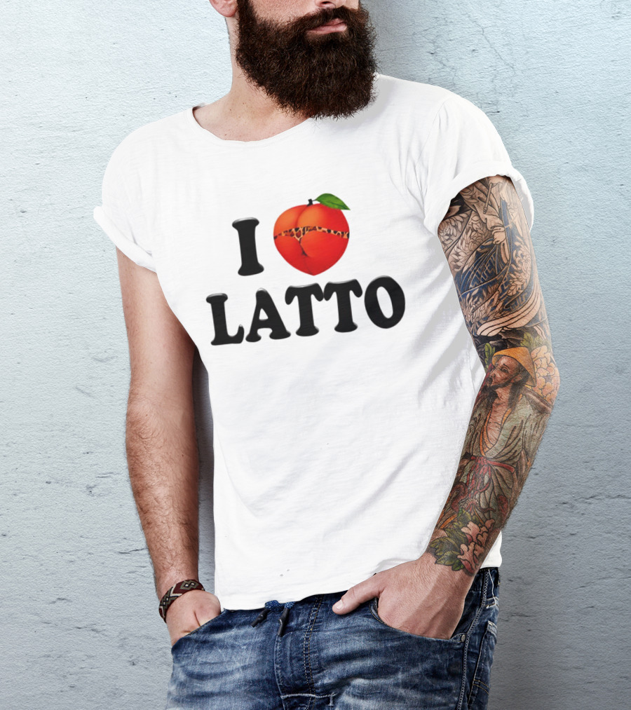 I Love Latto Peach With Leopard Print Detail T-Shirt