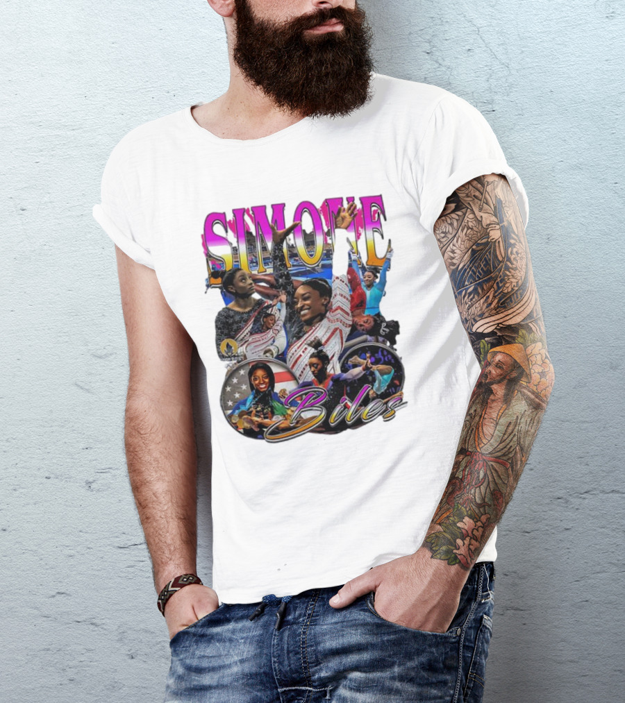 Simone Biles Olympic Champion Retro Collage T-Shirt