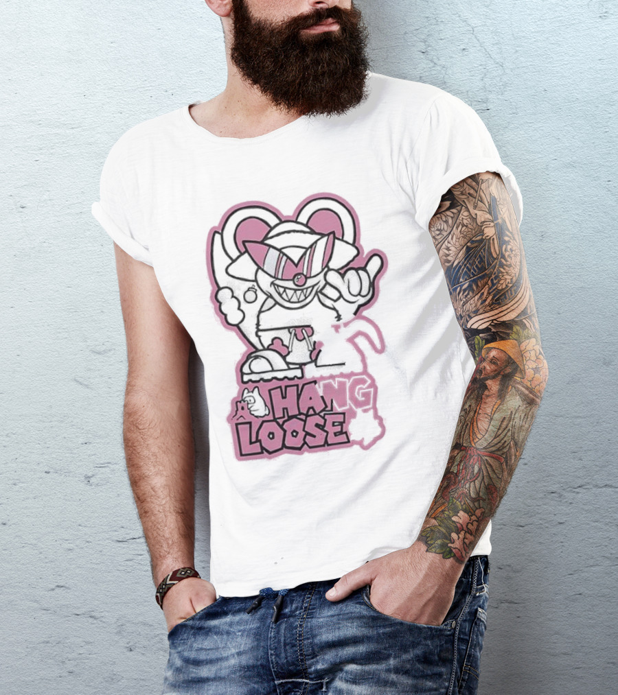 Coneyfest Hang Loose Retro Cartoon Mouse Hand Gesture T-Shirt