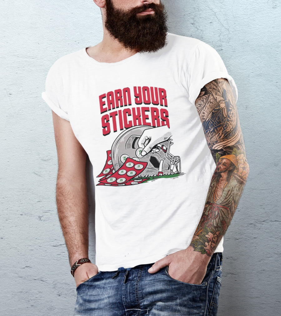 Ohio State Buckeyes Earn Your Stickers Helmet Skull Football T-Shirt