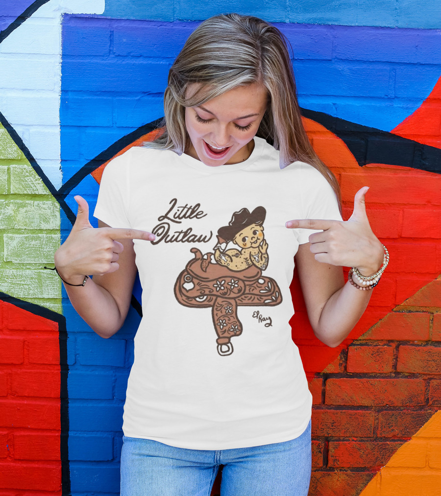 Kewpie Cowboy Little Outlaw Vintage Saddle Art By El Ren T-Shirt