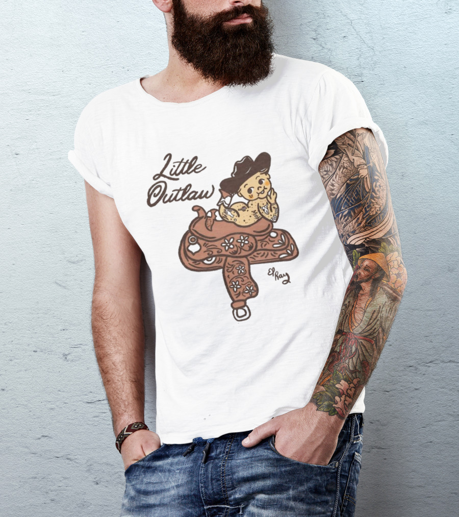 Kewpie Cowboy Little Outlaw Vintage Saddle Art By El Ren T-Shirt