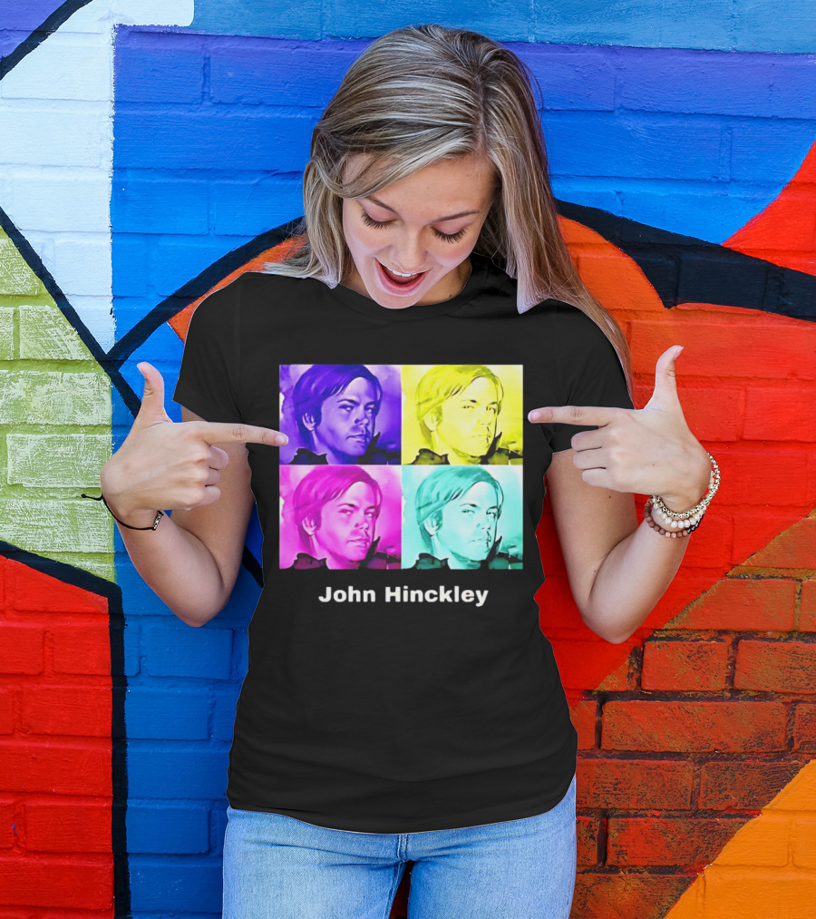 John Hinckley Pop Art Portrait Quad Color Blocks T-Shirt