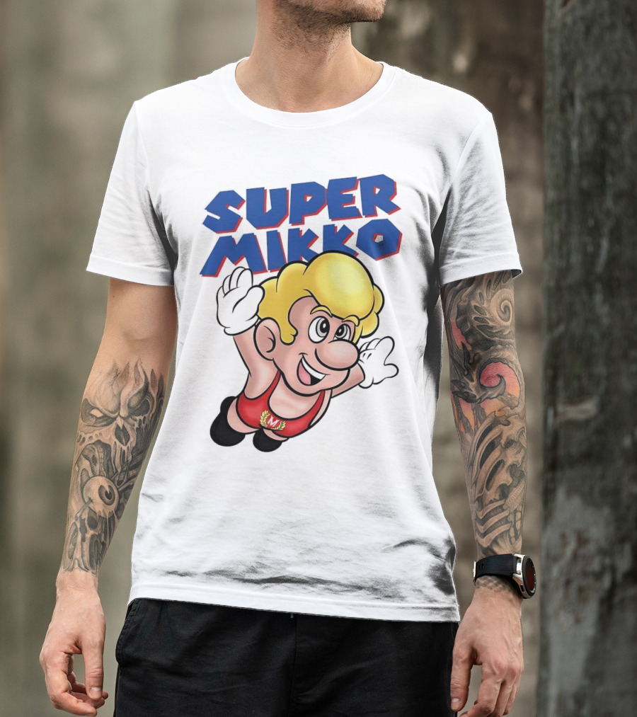 Super Mikko Flying Character Parody Super Mario Game T-Shirt