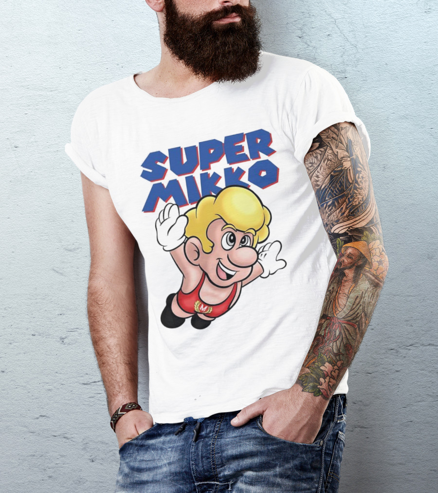 Super Mikko Flying Character Parody Super Mario Game T-Shirt