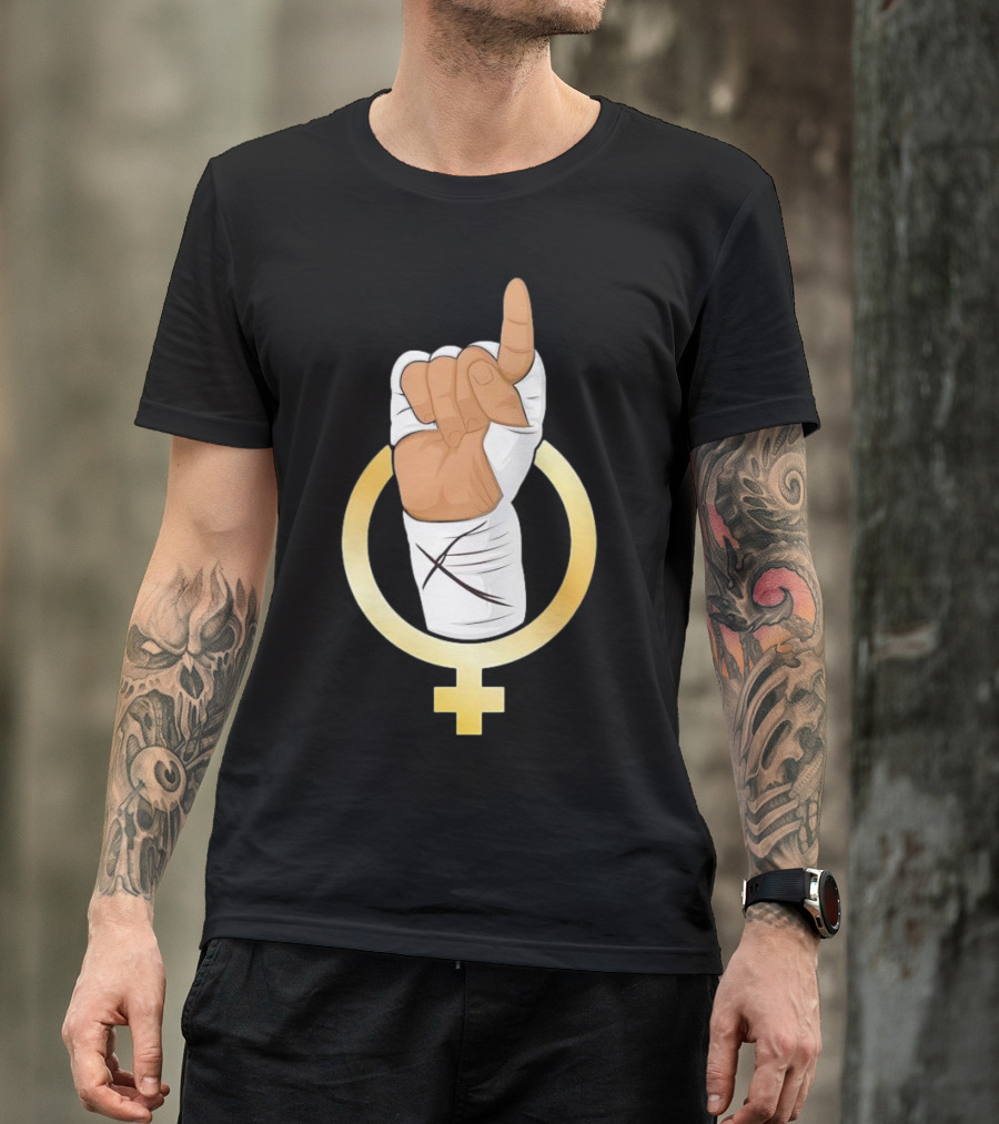 Gold Female Boxing Hand Symbol Feminist Power T-Shirt