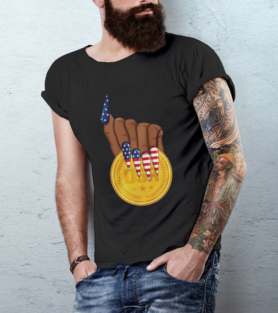 Gold Medal USA American Nails Sha’Carri Richardson T-Shirt
