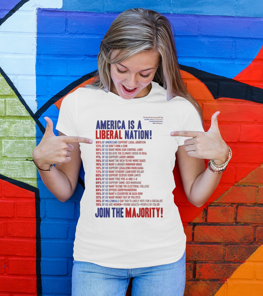 America Is A Liberal Nation 69% Of Americans Support Legal Abortion Join The Majority T-Shirt
