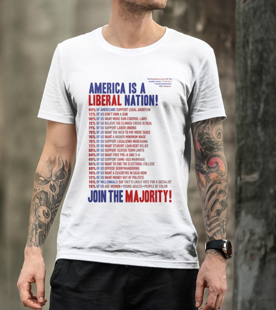 America Is A Liberal Nation 69% Of Americans Support Legal Abortion Join The Majority T-Shirt