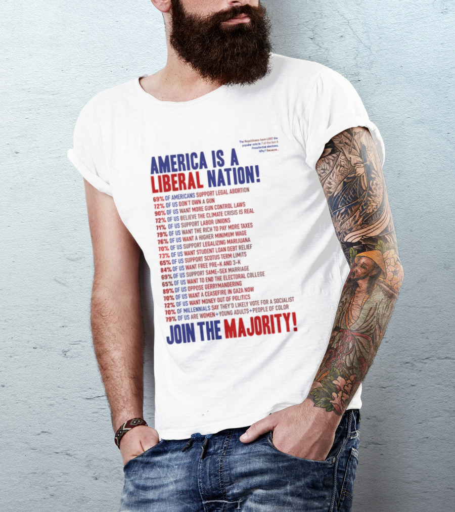 America Is A Liberal Nation 69% Of Americans Support Legal Abortion Join The Majority T-Shirt