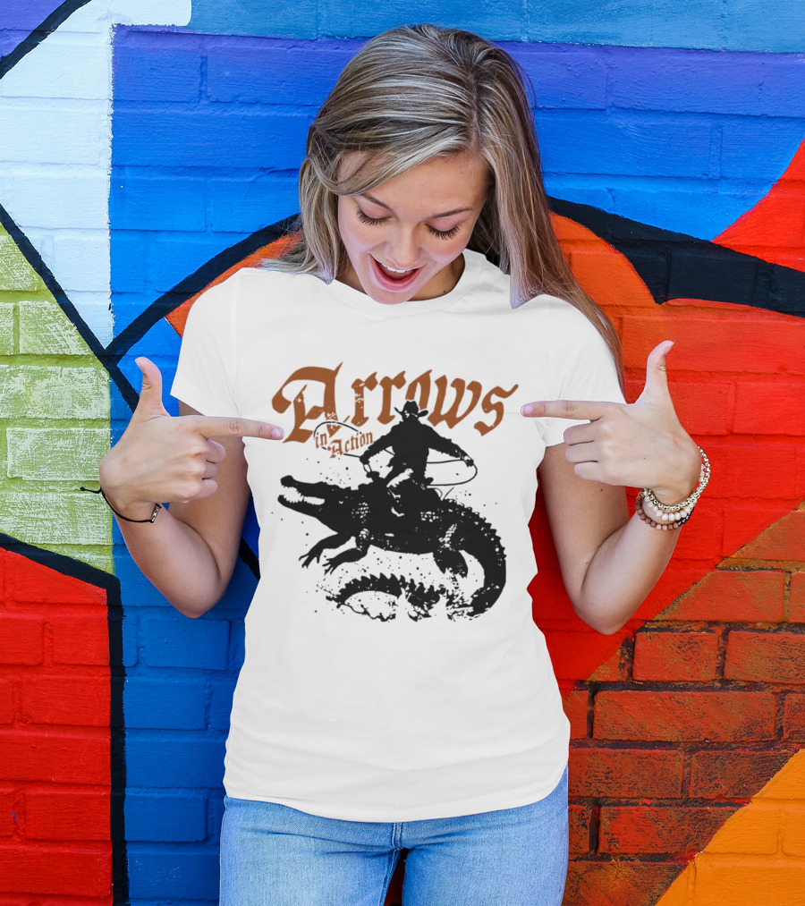 Arrows In Action Cowboy Riding Alligator T-Shirt