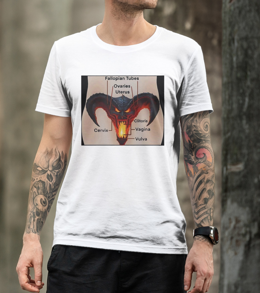 Fallopian Tubes Ovaries Uterus Cervix Clitoris Vagina Vulva Demon Anatomy T-Shirt