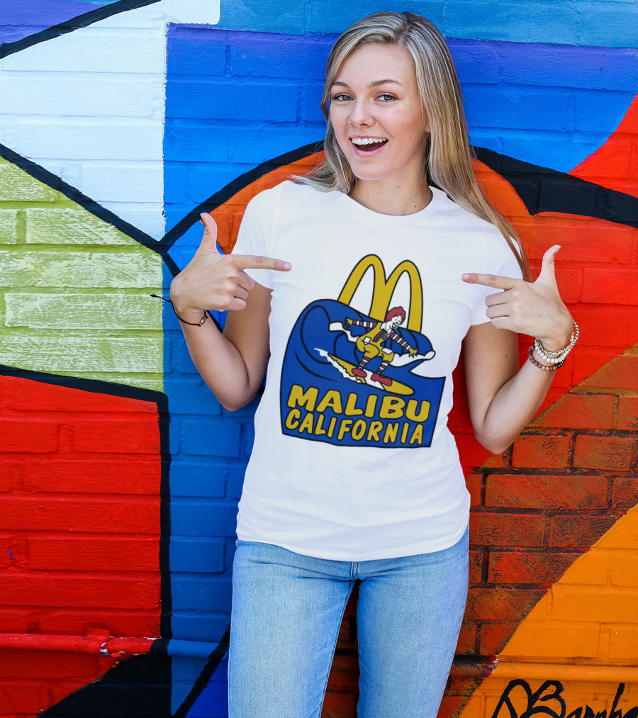 McDonald’s Clown Surfing Malibu California Waves T-Shirt