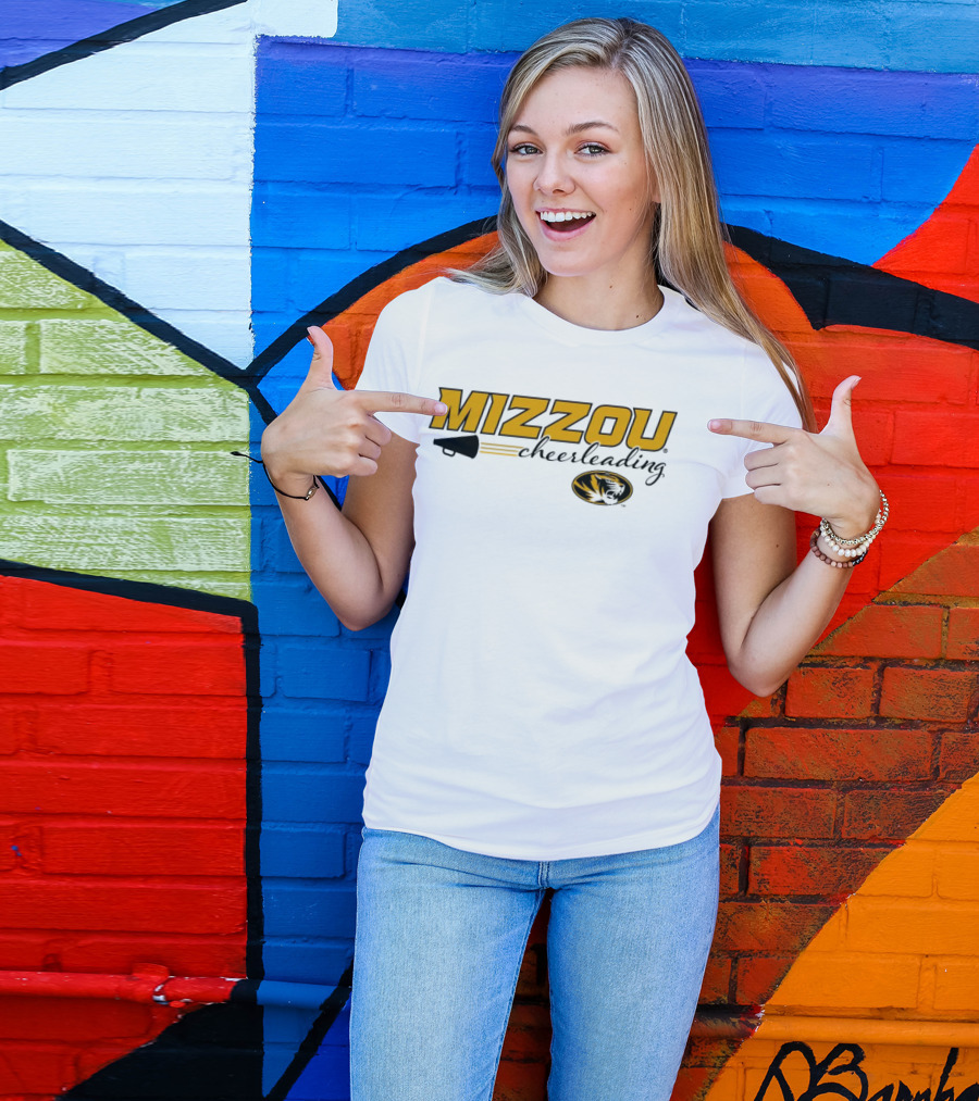 Mizzou Cheerleading Megaphone Oval Tiger Head T-Shirt