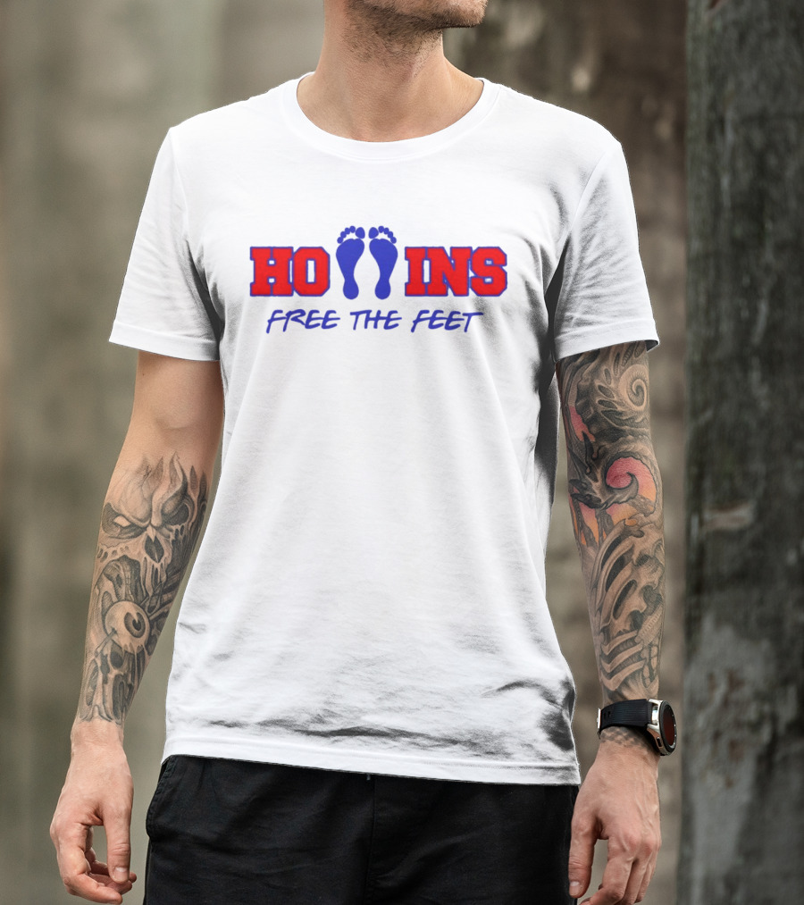 Hollins Free The Feet With Red And Blue Footprints T-Shirt