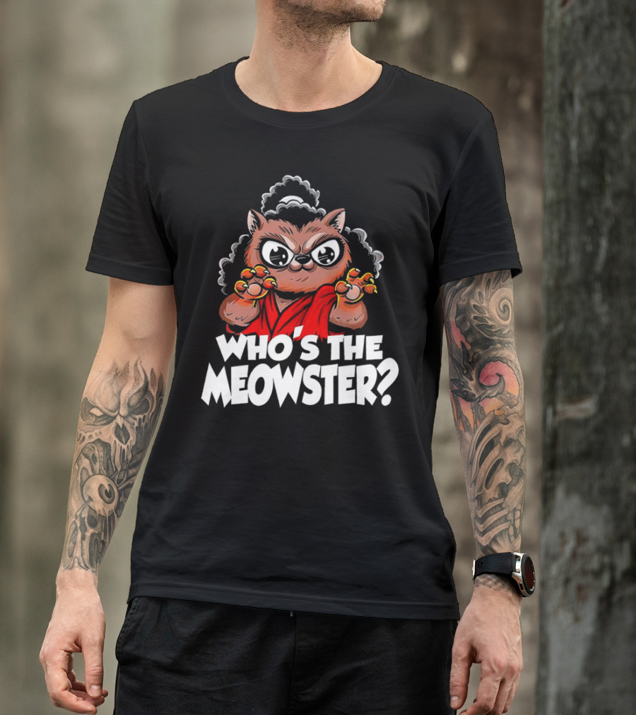 Who's The Meowster X Sho Nuff The Last Dragon Inspired Cat Character T-Shirt