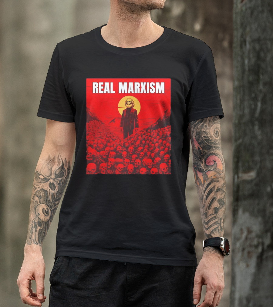 Karl Marx Real Marxism Surrounded By Skulls T-Shirt