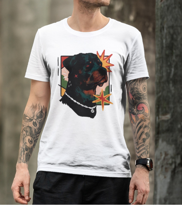 Rottweiler Pop Art Style With Starburst Elements T-Shirt