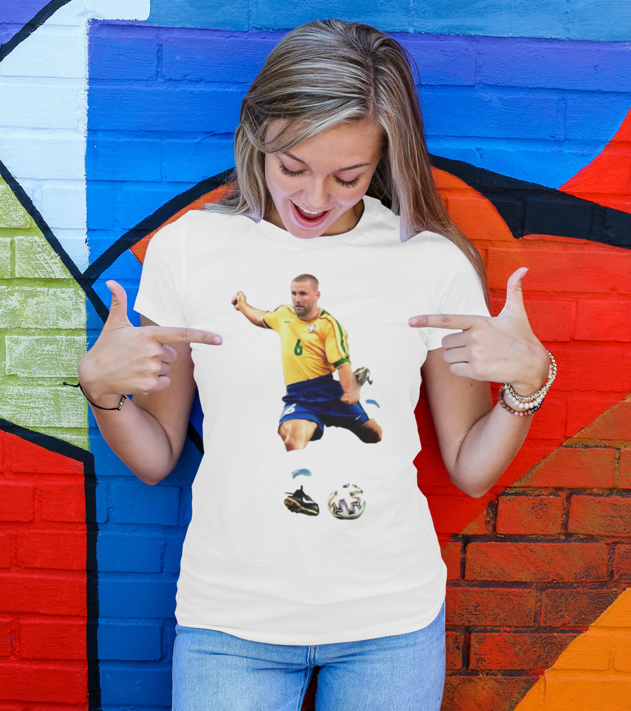 Shawberto Carlos Footballer In Brazilian Kit With Ball T-Shirt