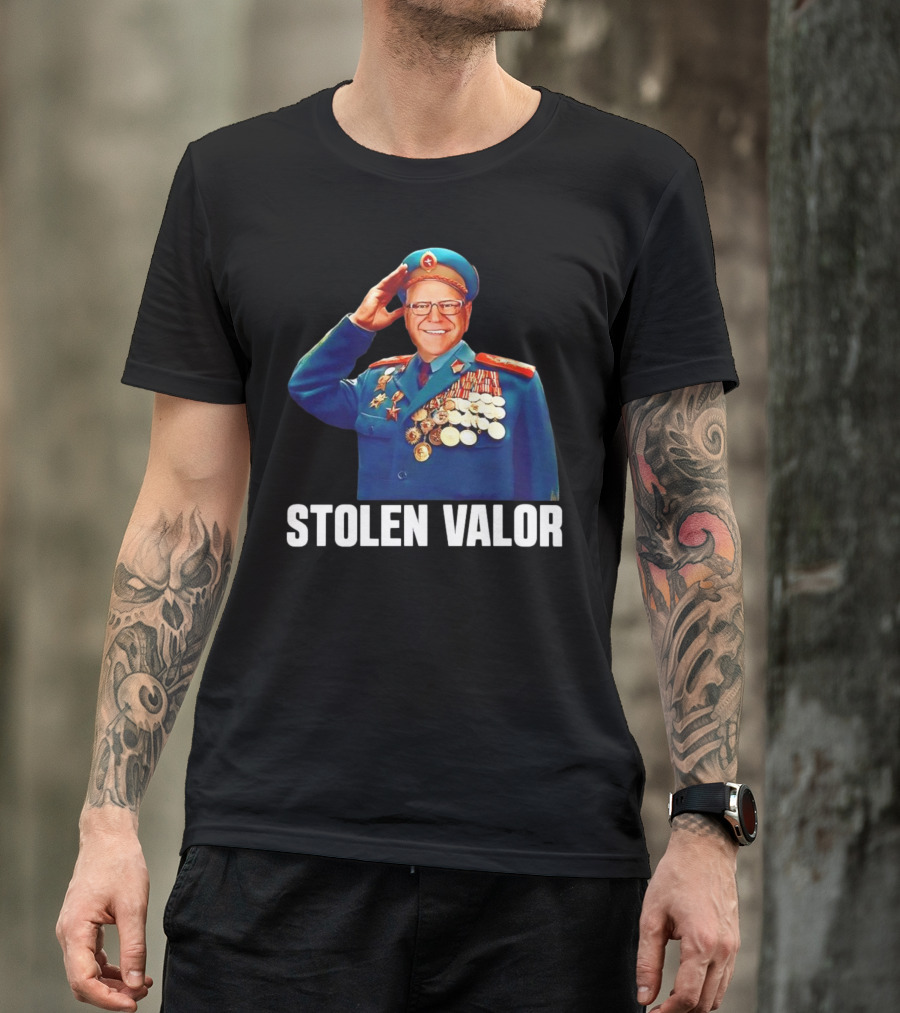 Tim Walz Stolen Valor Soviet Military Outfit Political Conservative T-Shirt