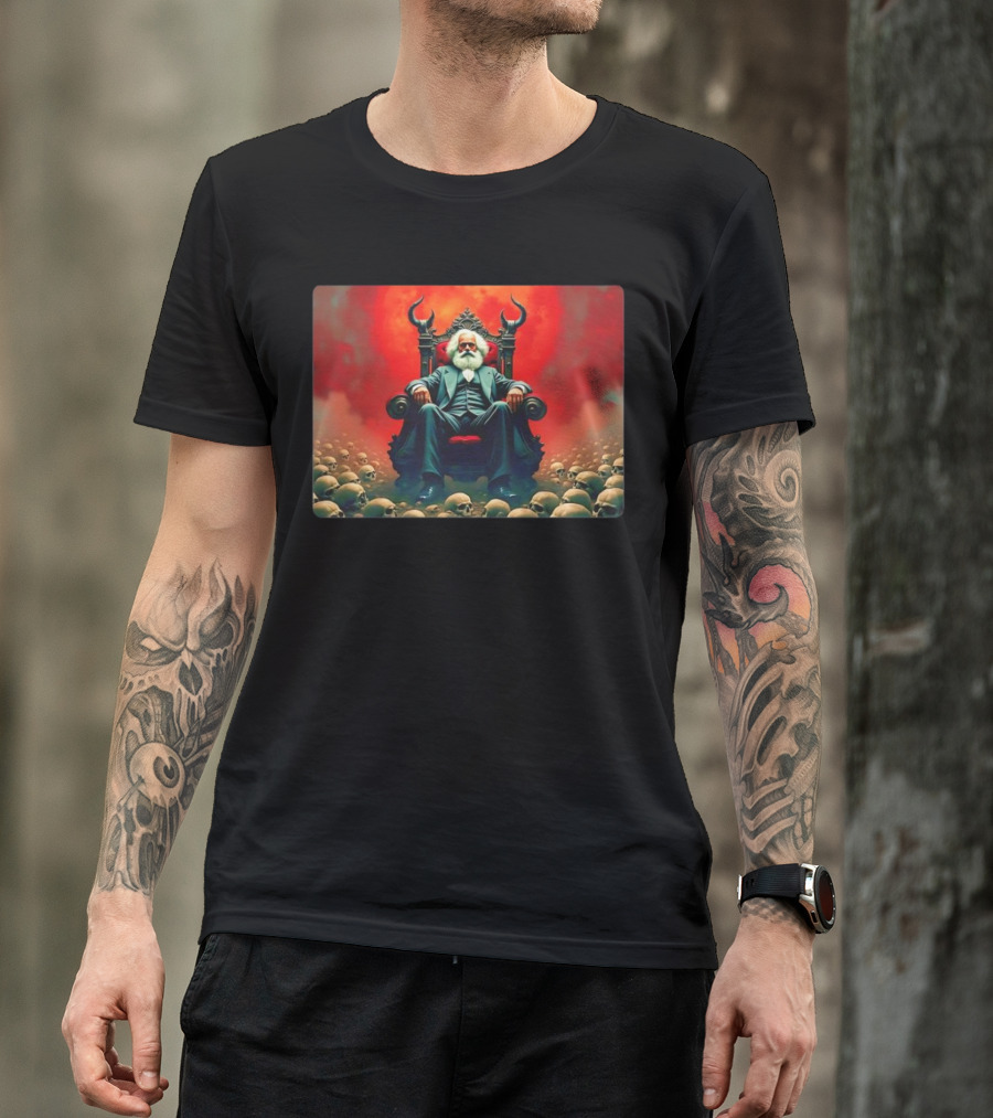 Communists Want To Abolish Intellectual Property Karl Marx Throne Of Skulls And Flames T-Shirt