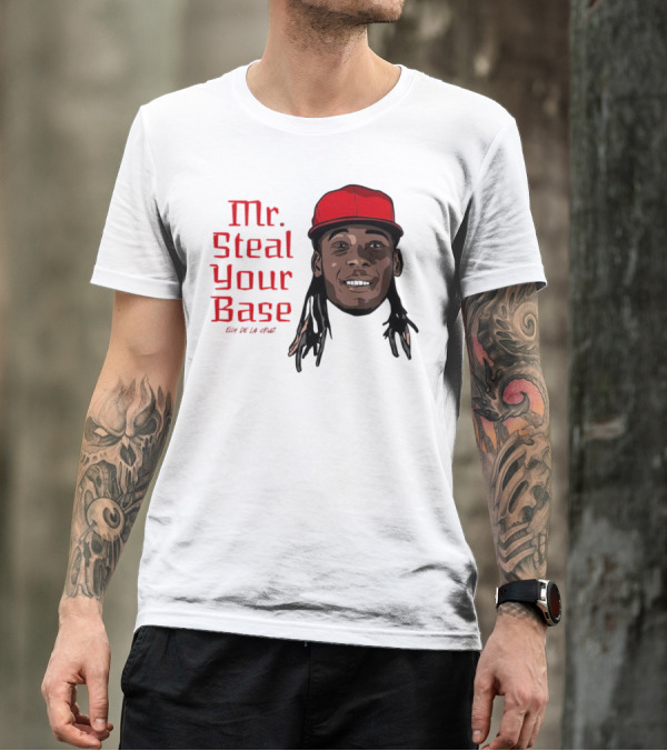 Elly De La Cruz Cincinnati Reds Mr. Steal Your Base Red Cap T-Shirt