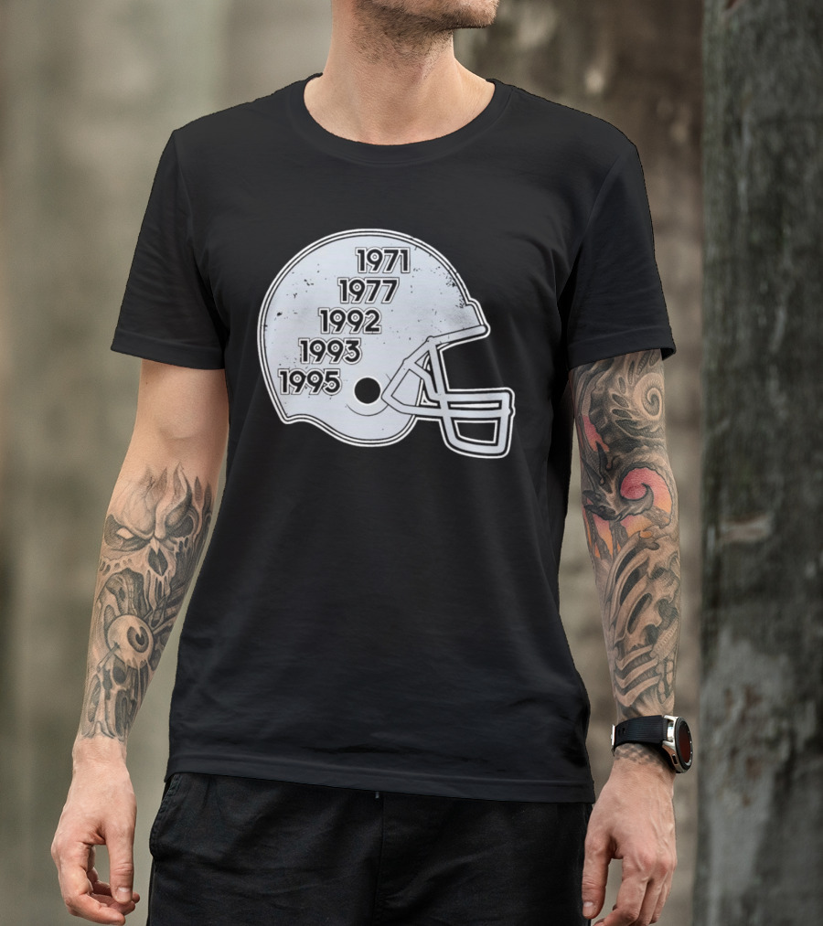 Dallas Cowboys Glory Years 5 Times Helmet 1971 1977 1992 1993 1995 T-Shirt