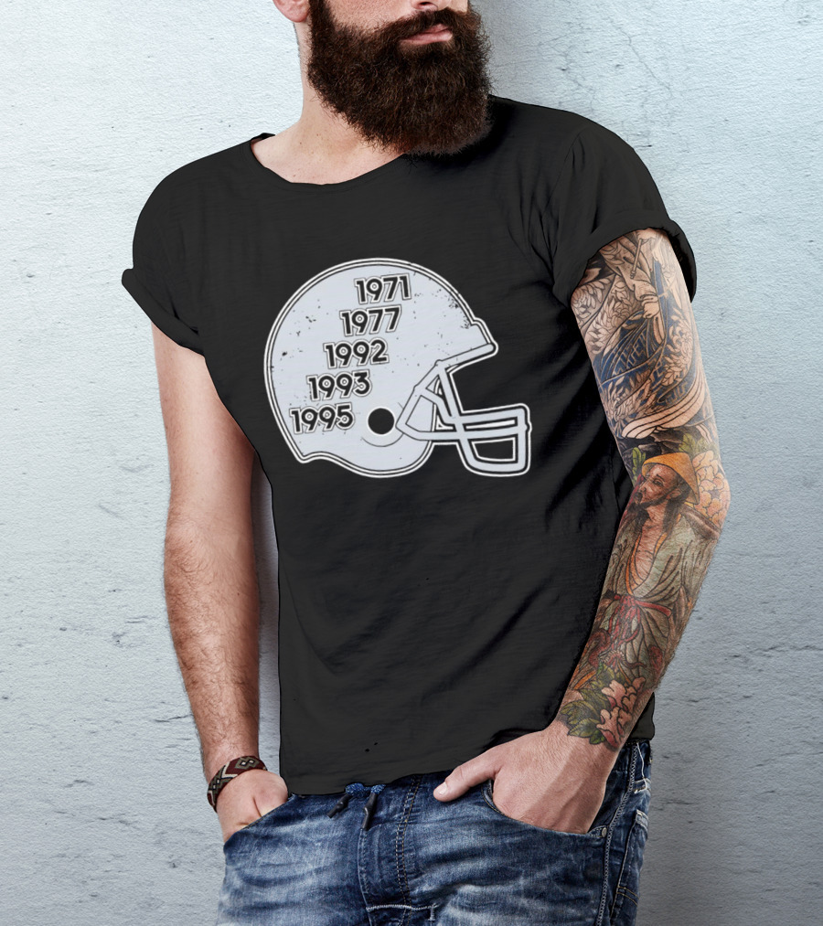 Dallas Cowboys Glory Years 5 Times Helmet 1971 1977 1992 1993 1995 T-Shirt
