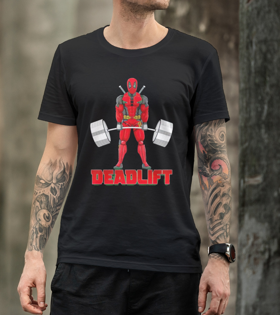 Deadpool Deadlift Gym Fitness Comic Character Strength Training T-Shirt