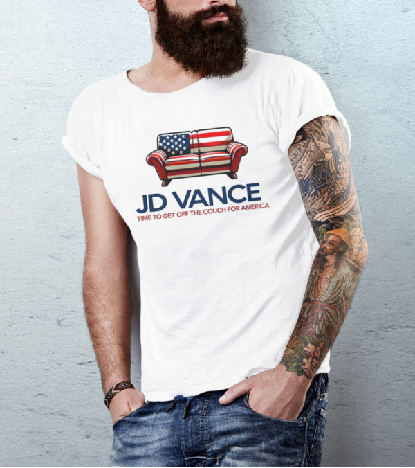 JD Vance Time To Get Off The Couch For America USA Flag Couch T-Shirt