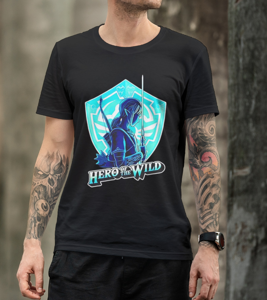 Hero Of The Wild Legend Of Zelda Link Blue Sword And Shield T-Shirt