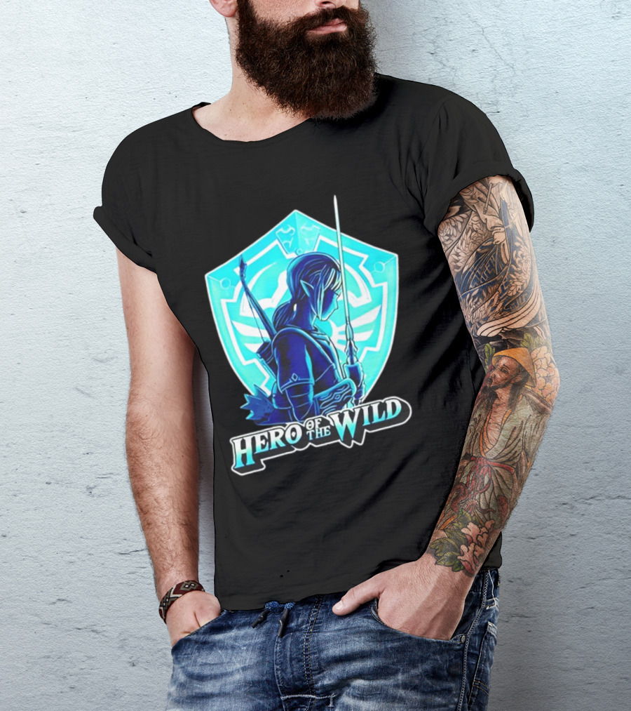 Hero Of The Wild Legend Of Zelda Link Blue Sword And Shield T-Shirt