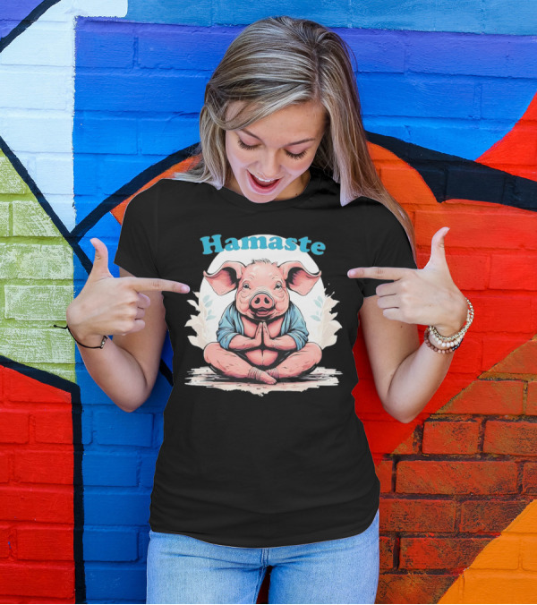 Hamaste Schwein Yoga Namaste Nationaler Humor T-Shirt