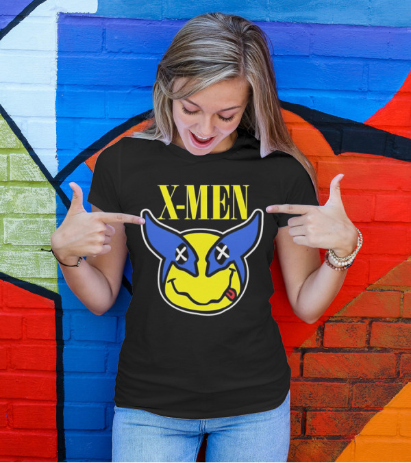 X-Men Wolverine Nirvana Smiley Face Crossover T-Shirt