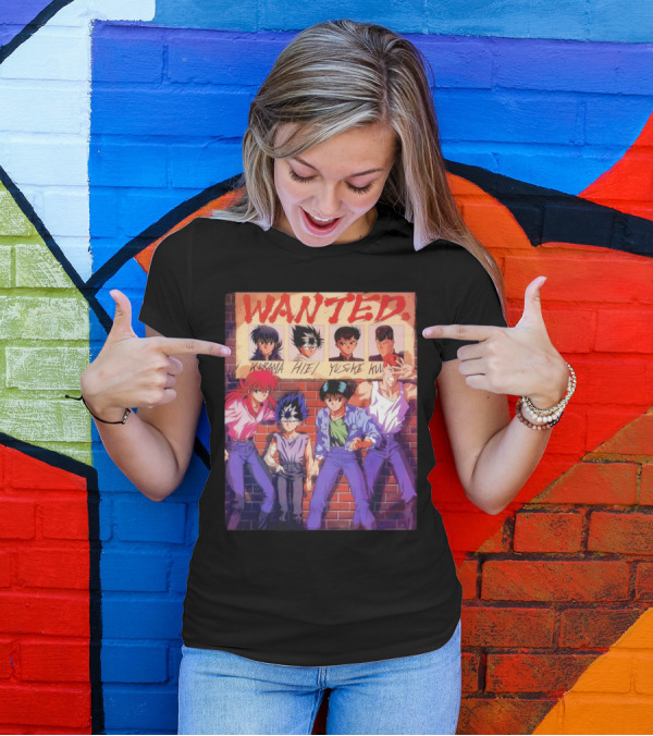 Yu Yu Hakusho 1992 Wanted Kurama Hiei Yusuke Kuwabara T-Shirt