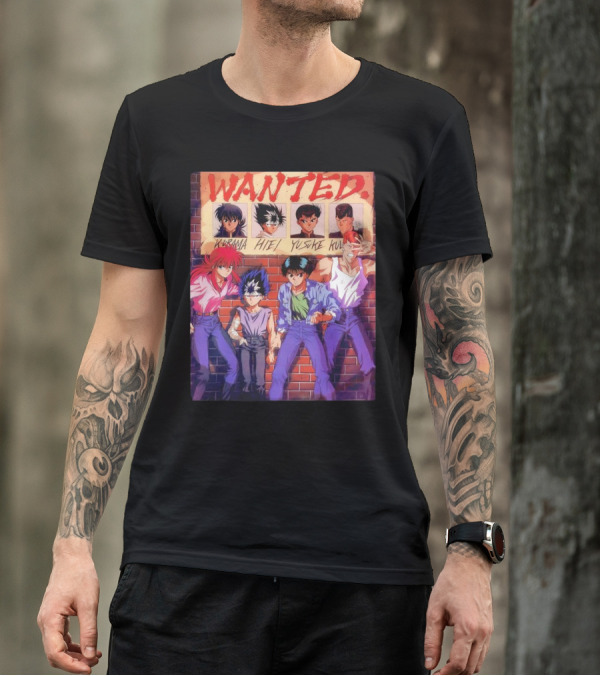 Yu Yu Hakusho 1992 Wanted Kurama Hiei Yusuke Kuwabara T-Shirt