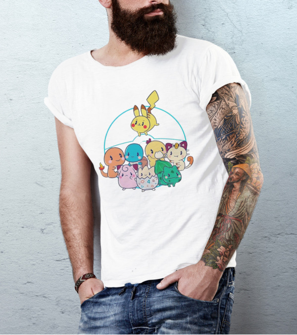Kawaii Pokes Pikachu Bulbasaur Charmander Squirtle Cuties T-Shirt