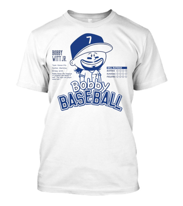 Bobby Witt Jr. Kansas City Bobby Baseball Caricature Skill Ratings T-Shirt