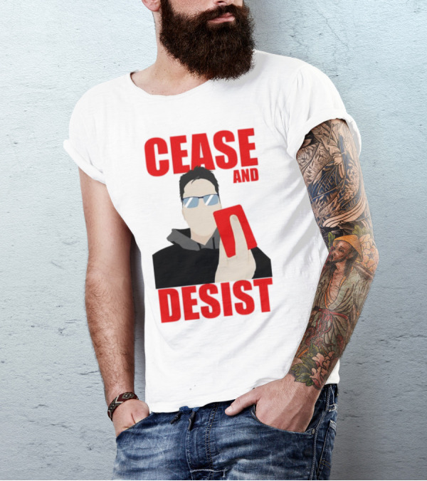 CEASE AND DESIST Red Card Warning T-Shirt