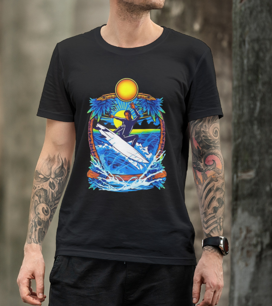 Chill With Water Surfing Under The Sun And Palm Trees T-Shirt