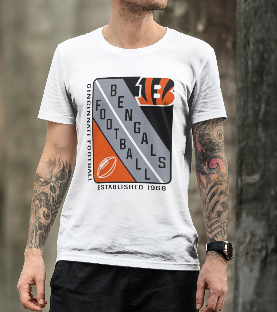 Cincinnati Bengals Football Shield Established 1968 Football Bengals Cincinnati Football T-Shirt