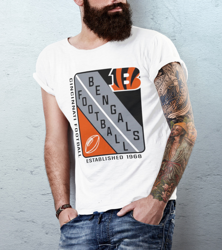 Cincinnati Bengals Football Shield Established 1968 Football Bengals Cincinnati Football T-Shirt